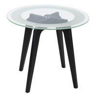 Стол журнальный Рилле 447 черный/стекло прозрачное в гостиную