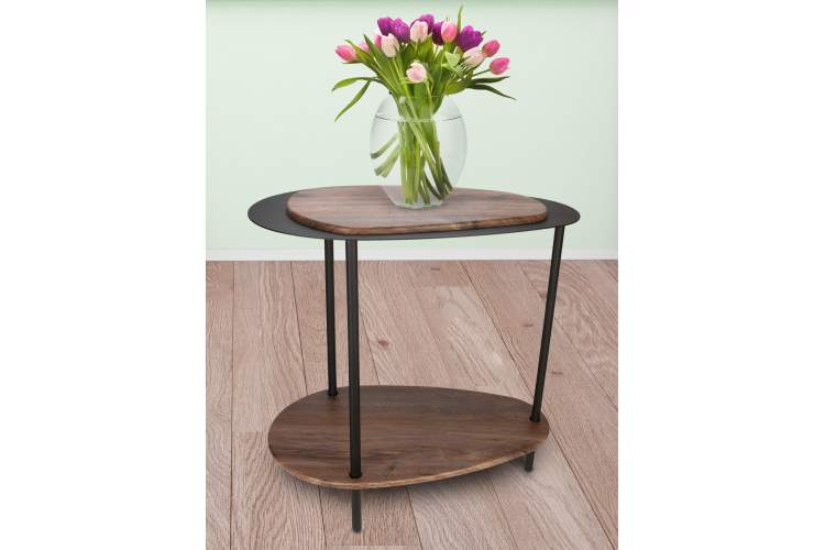 Стол журнальный МеталлАрт М036 коричневый дуб/черный-6