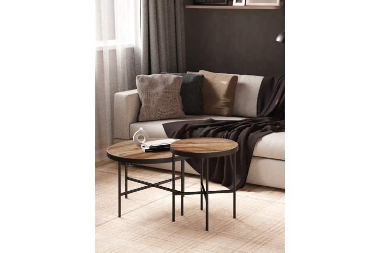 Стол журнальный МеталлАрт М011 МАЛЫЙ коричневый дуб/черный-5