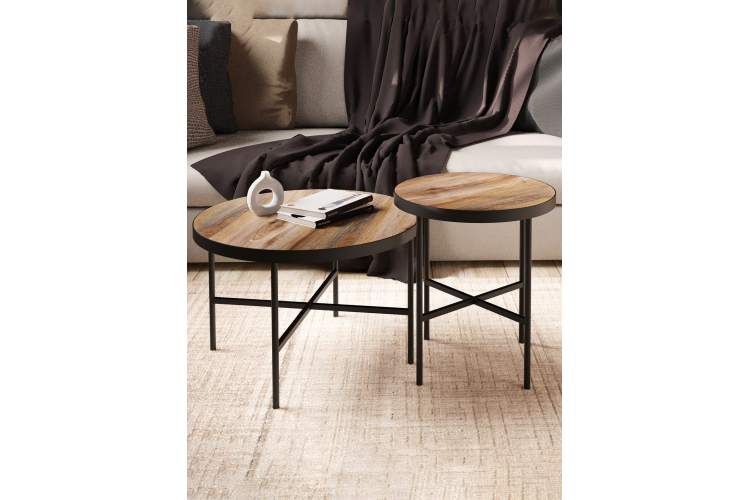 Стол журнальный МеталлАрт М011 МАЛЫЙ коричневый дуб/черный-3