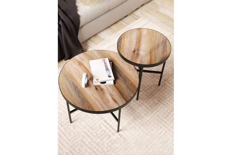 Стол журнальный МеталлАрт М011 МАЛЫЙ коричневый дуб/черный-4