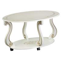 Стол журнальный Овация (М) на колесах слоновая кость/золото в гостиную