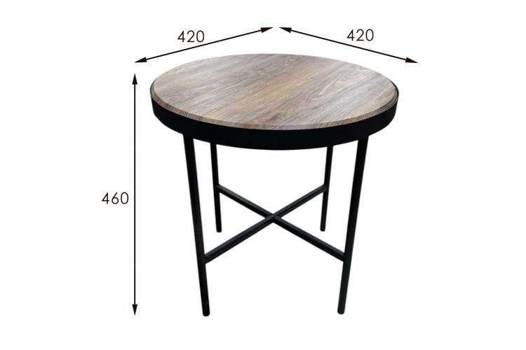 Стол журнальный МеталлАрт М011 МАЛЫЙ коричневый дуб/черный-6