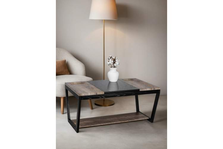 Стол журнальный BeautyStyle 33 дуб крымский состаренный/венге/стекло черное-16