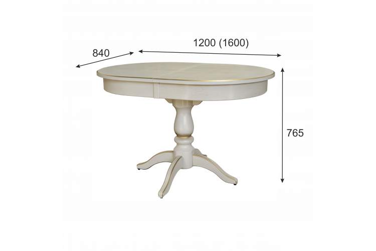Стол обеденный Тарун 4 раздвижной слоновая кость/золото 120/160*84-5