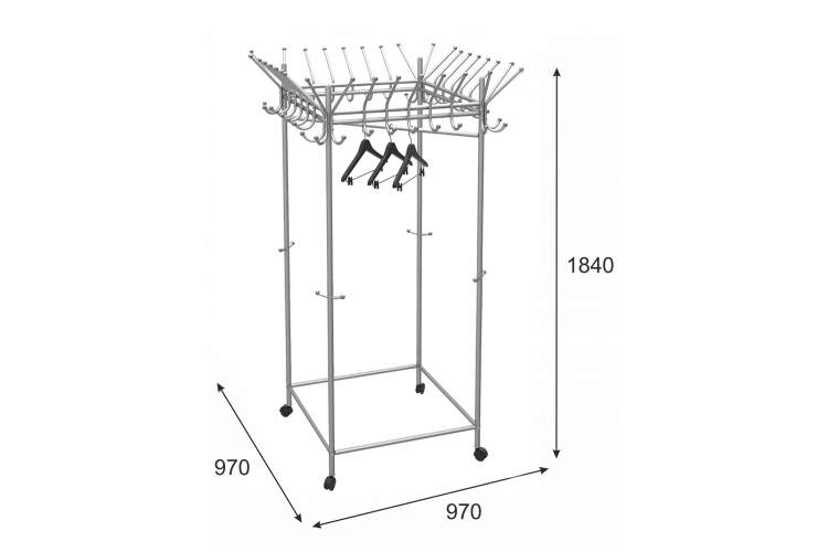 Вешалка напольная на колесах Пико 23 металлик-10