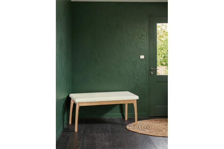 Скамья для прихожей мягкая, экокожа крем, каркас бук-2