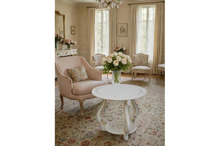 Стол журнальный Грация (М) слоновая кость/золото-3