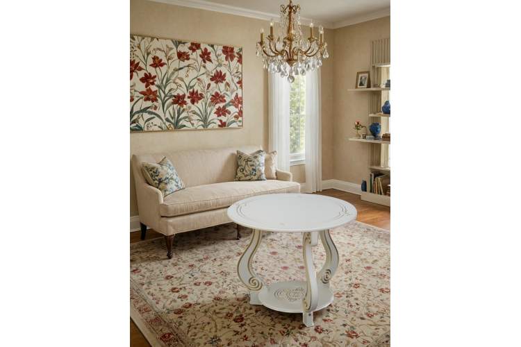 Стол журнальный Грация (М) слоновая кость/золото-4