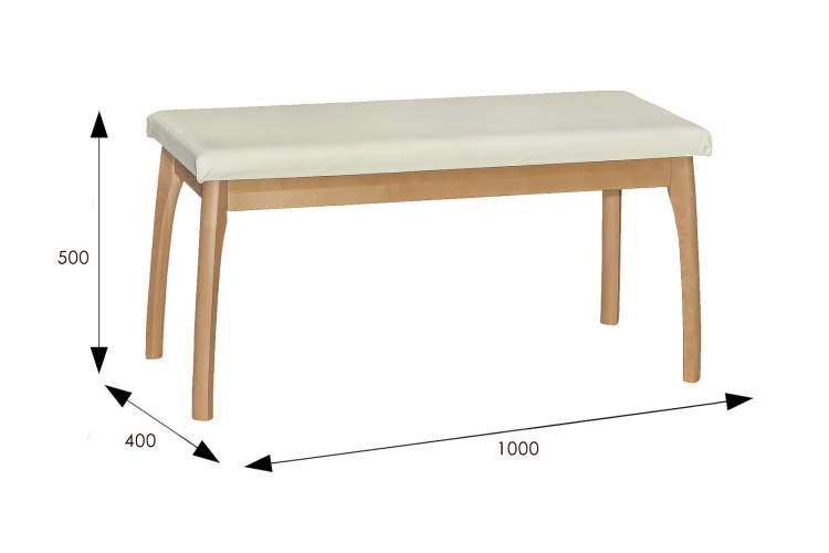 Скамья для прихожей мягкая, экокожа крем, каркас бук-4