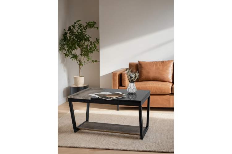 Стол журнальный BeautyStyle 31 дуб крымский состаренный/венге/стекло черное-11