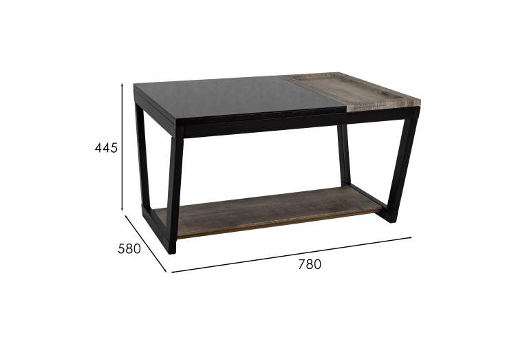 Стол журнальный BeautyStyle 31 дуб крымский состаренный/венге/стекло черное-14