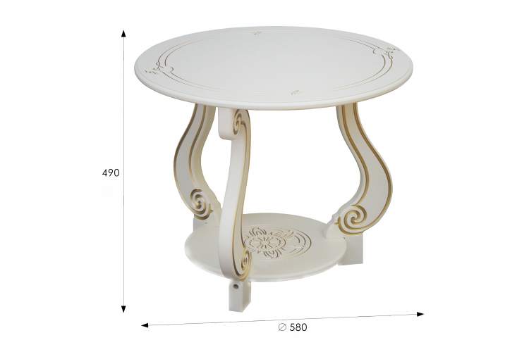 Стол журнальный Грация (М) слоновая кость/золото-5
