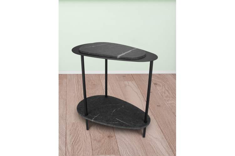 Стол журнальный МеталлАрт М036 черный мрамор/черный-4