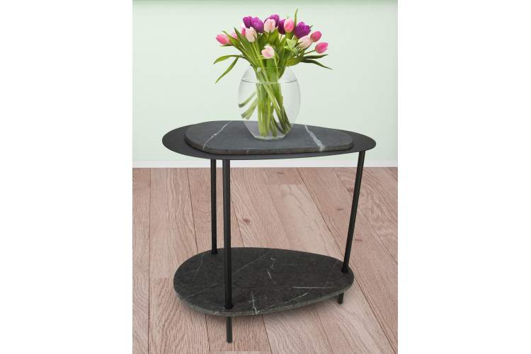 Стол журнальный МеталлАрт М036 черный мрамор/черный-5