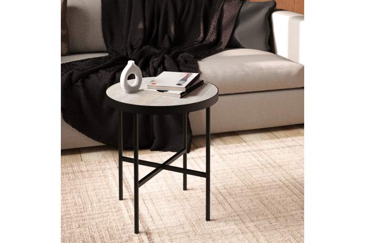 Стол журнальный МеталлАрт М011 МАЛЫЙ бежевый дуб/черный-6