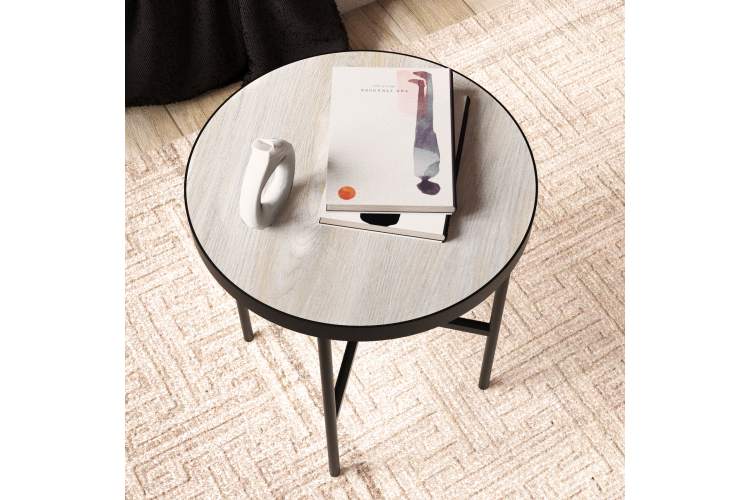 Стол журнальный МеталлАрт М011 МАЛЫЙ бежевый дуб/черный-7