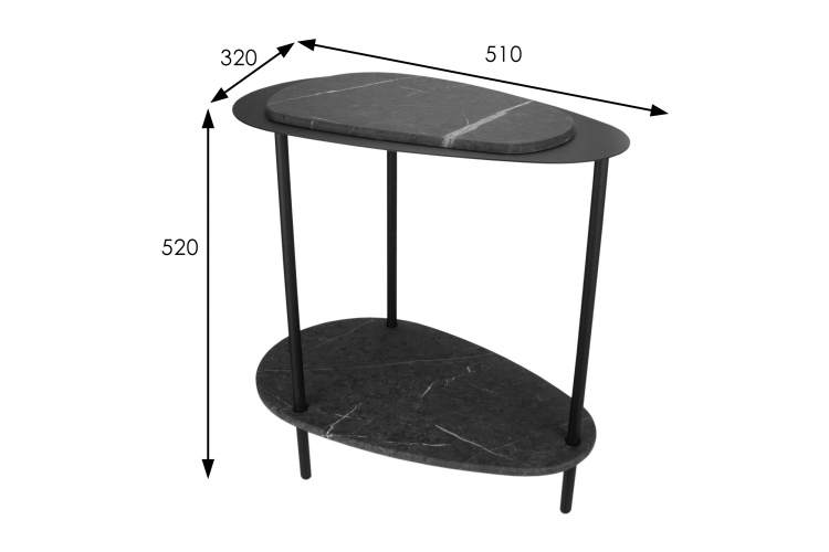 Стол журнальный МеталлАрт М036 черный мрамор/черный-6