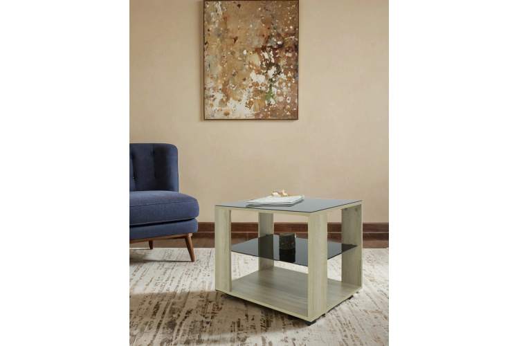 Стол журнальный BeautyStyle 5 сонома/стекло черное-9