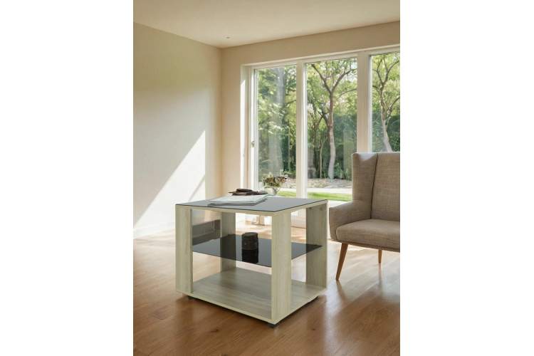 Стол журнальный BeautyStyle 5 сонома/стекло черное-10