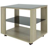 Стол журнальный BeautyStyle 5 сонома/стекло черное в гостиную