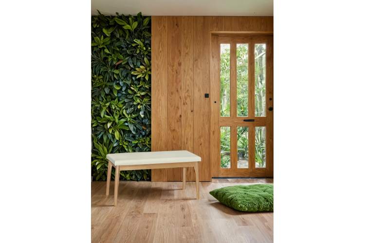 Скамья для прихожей мягкая, экокожа крем, каркас бук-3