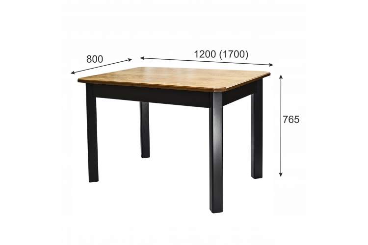 Стол обеденный Мариус М 80 дуб/чёрный 120/170*80-2