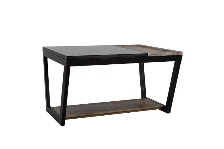 Стол журнальный BeautyStyle 31 дуб крымский состаренный/венге/стекло черное-1