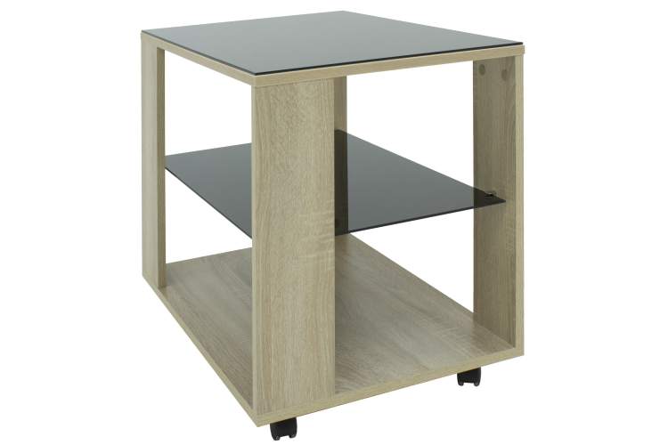 Стол журнальный BeautyStyle 5 сонома/стекло черное-1