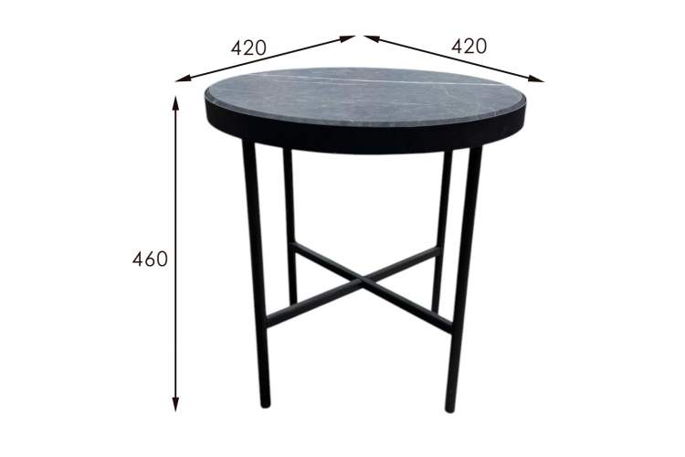 Стол журнальный МеталлАрт М011 МАЛЫЙ черный мрамор/черный-7