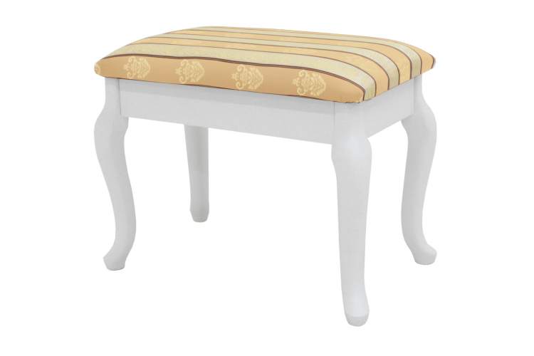 Банкетка Ретро с ящиком белый, ткань полоса бежевый