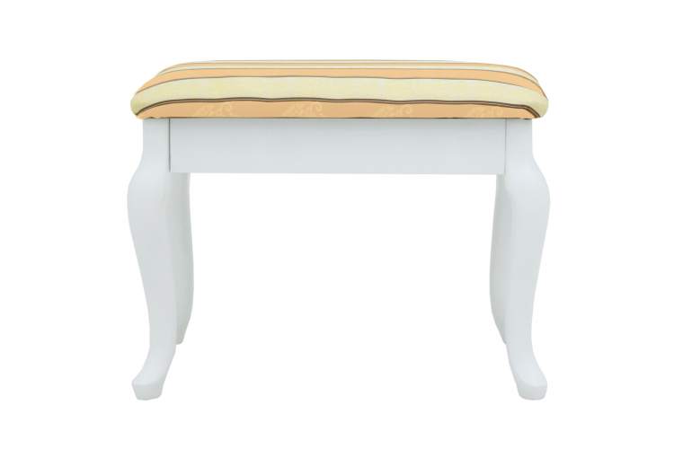 Банкетка Ретро с ящиком белый, ткань полоса бежевый-1