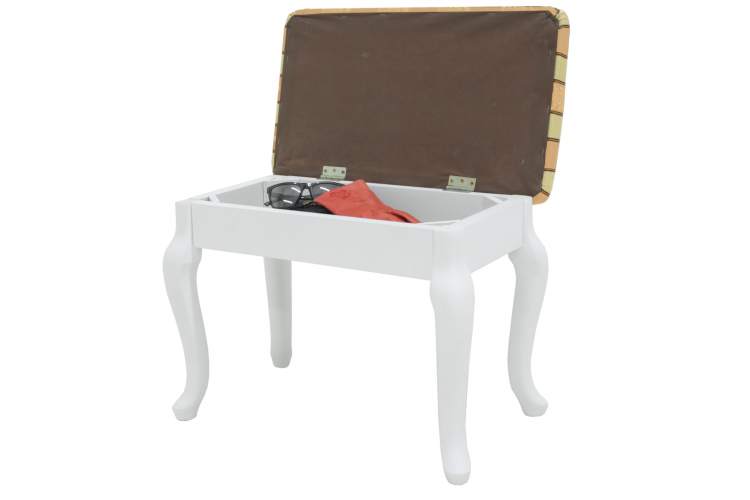 Банкетка Ретро с ящиком белый, ткань полоса бежевый-6