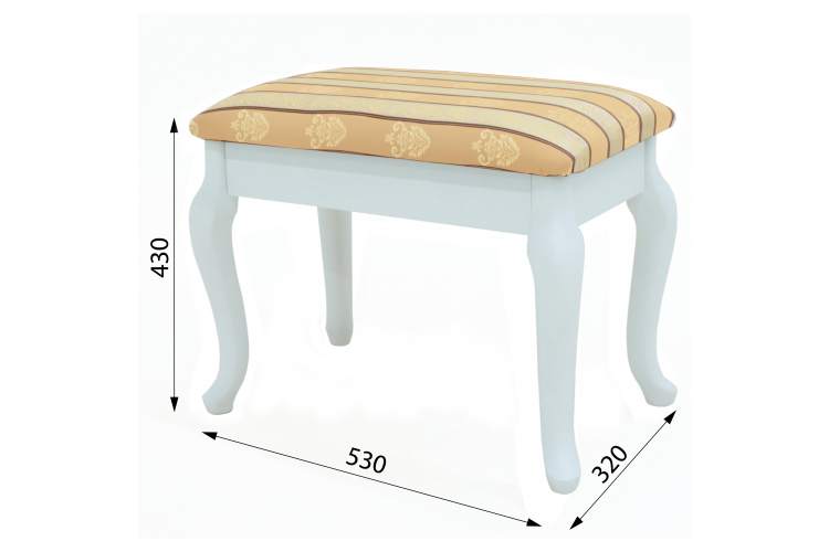 Банкетка Ретро с ящиком белый, ткань полоса бежевый-11