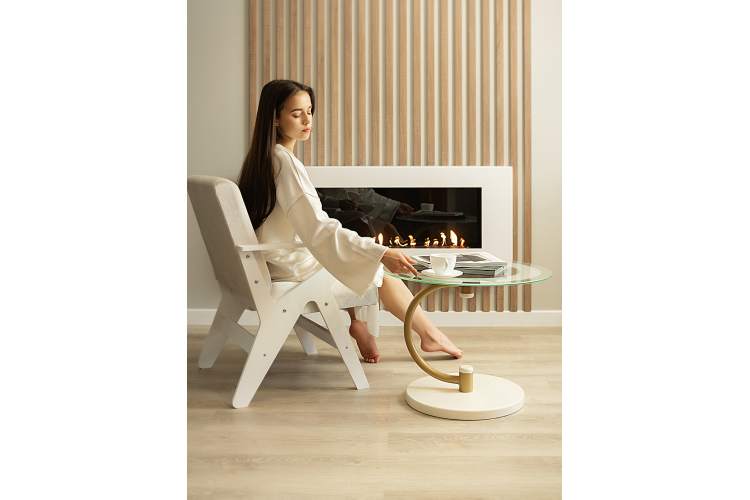 Стол журнальный Дуэт 13Н золото/слоновая кость/прозрачное-6