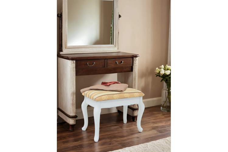 Банкетка Ретро с ящиком белый, ткань полоса бежевый-9