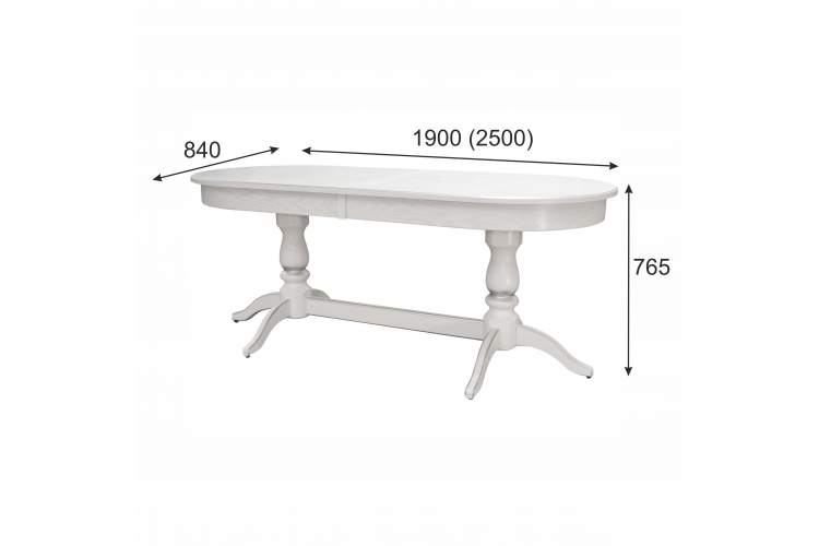 Стол обеденный Тарун 5 раздвижной белый/серебро 190/250*84-5