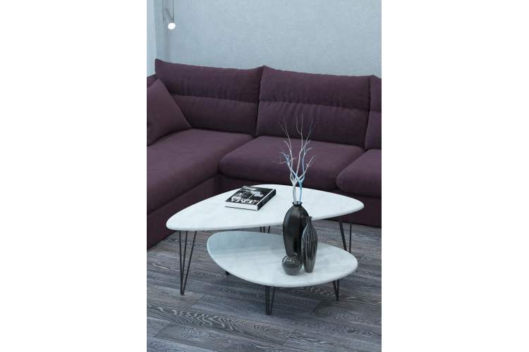 Стол журнальный Престон белый бетон/черный-3