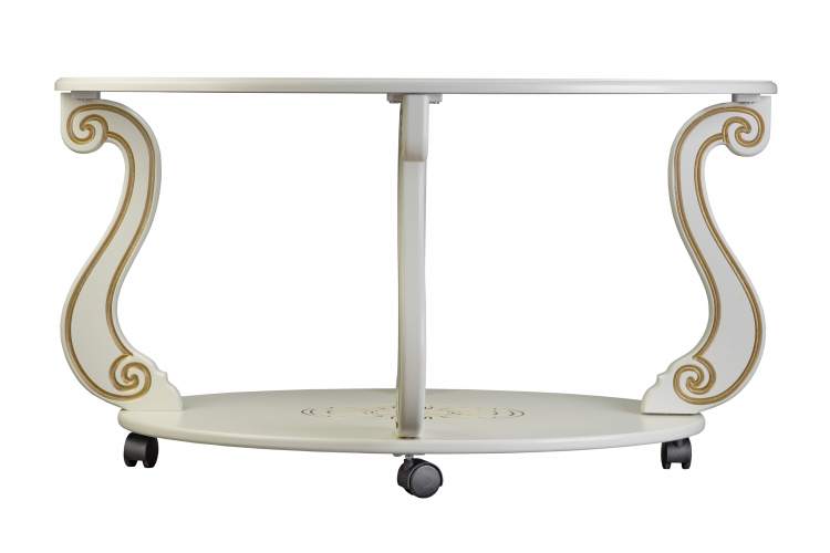 Стол журнальный Овация (С) на колесах слоновая кость/золото-1
