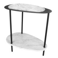 Стол журнальный МеталлАрт М036 белый мрамор/черный в гостиную