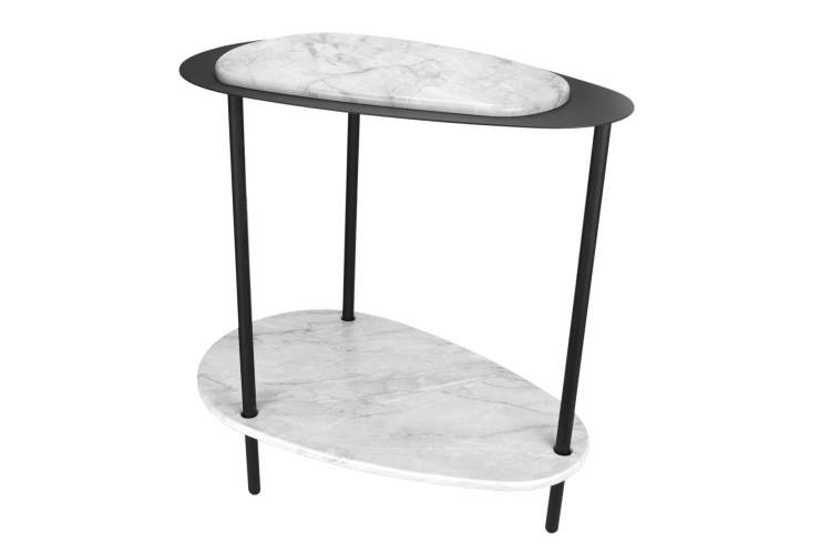 Стол журнальный МеталлАрт М036 белый мрамор/черный