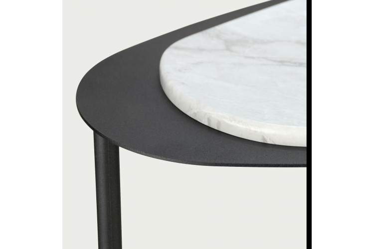 Стол журнальный МеталлАрт М036 белый мрамор/черный-1