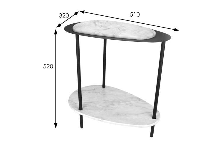 Стол журнальный МеталлАрт М036 белый мрамор/черный-7