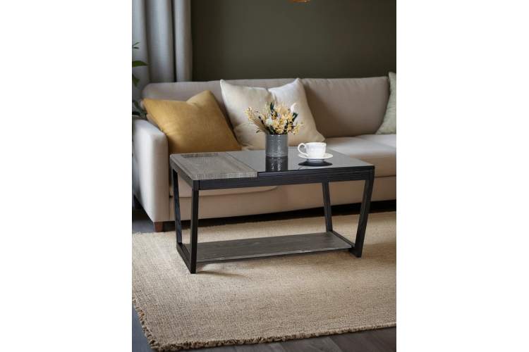 Стол журнальный BeautyStyle 31 дуб шоле графит/венге/стекло черное-10