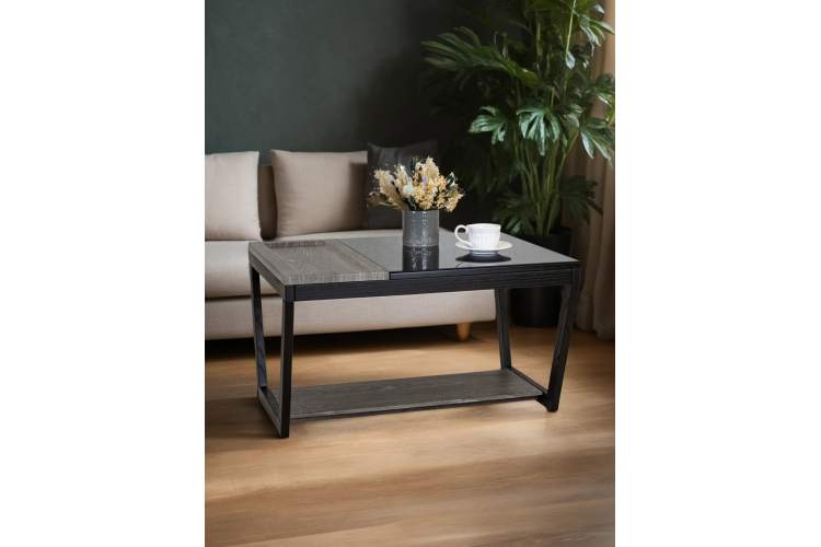 Стол журнальный BeautyStyle 31 дуб шоле графит/венге/стекло черное-11