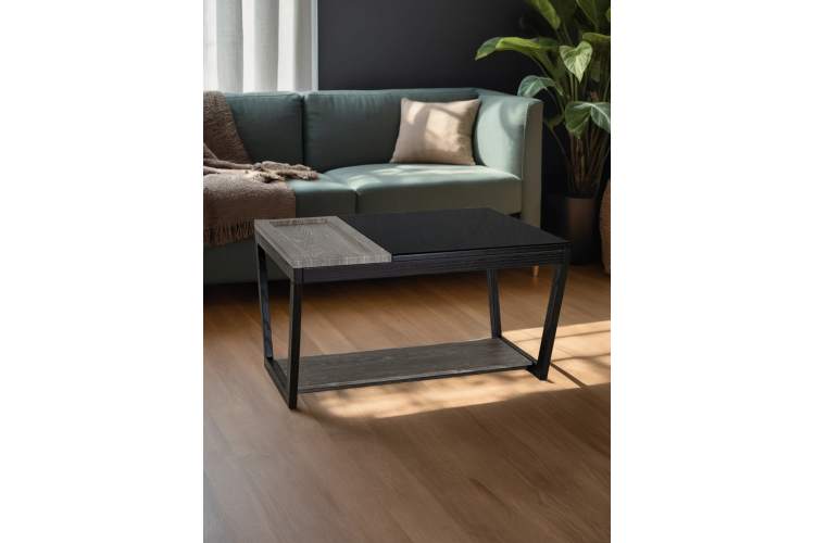 Стол журнальный BeautyStyle 31 дуб шоле графит/венге/стекло черное-12