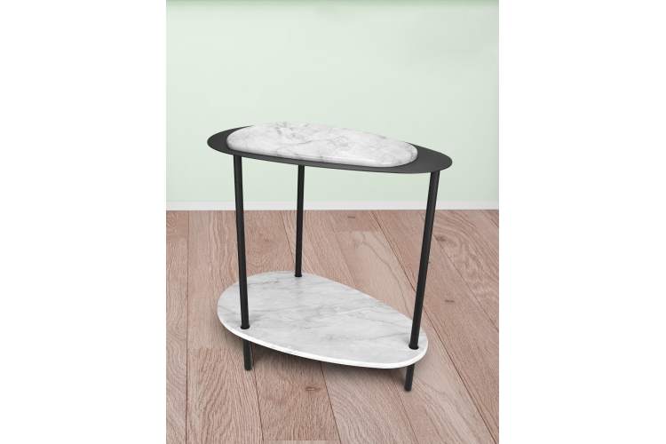 Стол журнальный МеталлАрт М036 белый мрамор/черный-5