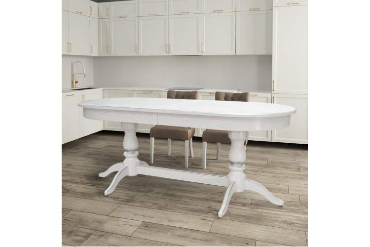 Стол обеденный Тарун 5 раздвижной белый/серебро 190/250*84-4