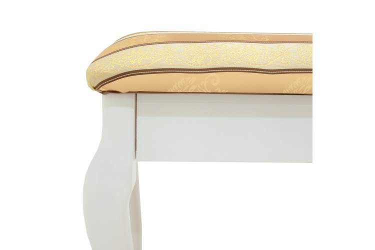 Банкетка Ретро с ящиком белый, ткань полоса бежевый-4