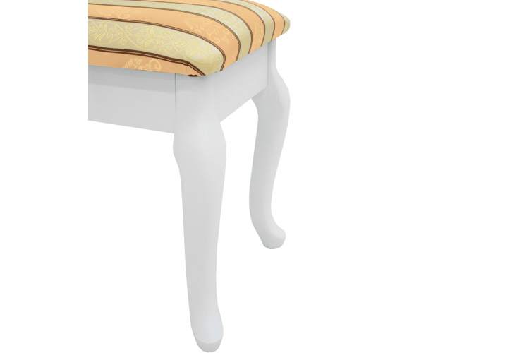 Банкетка Ретро с ящиком белый, ткань полоса бежевый-5